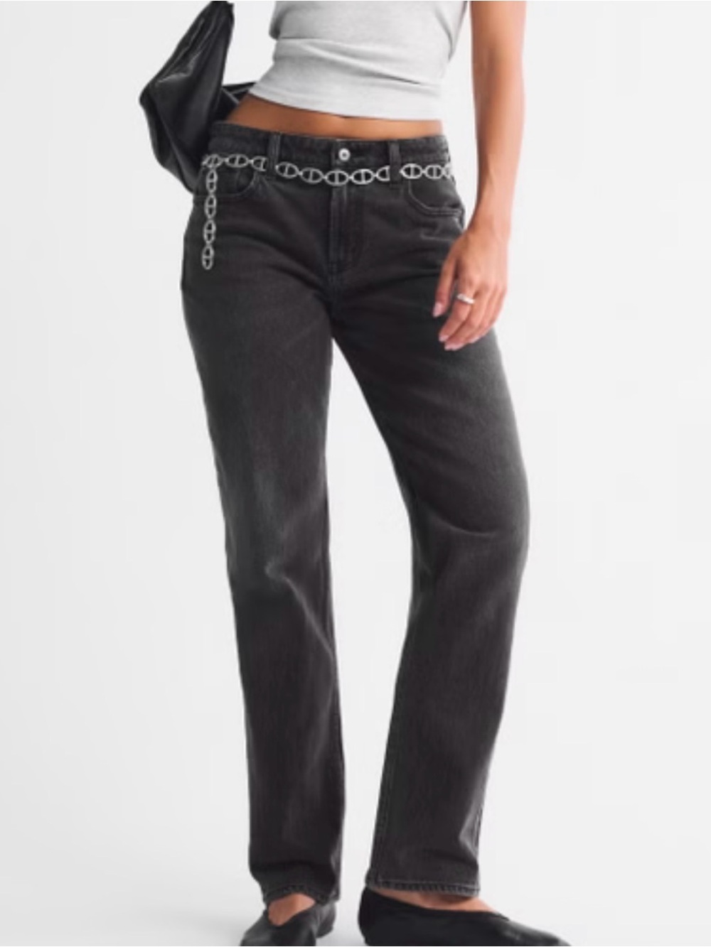 Abercrombie &Fitch The 90s Straight Mid Rise Faded Black Jeans size 31/L28